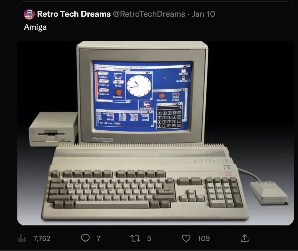Amiga post by retrodreams on twitter